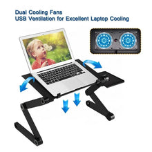 Modern Style Portable Adjustable Foldable Laptop Holder Notebook Desks Lap PC Folding Desk Table Vented Stand 2 Built in Cooling Fans - justgrabit.in | Just Grab It