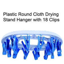 Plastic Round Cloth Drying Stand Hanger with 18 Clips (Multicolour) - Justgrabit Inc.
