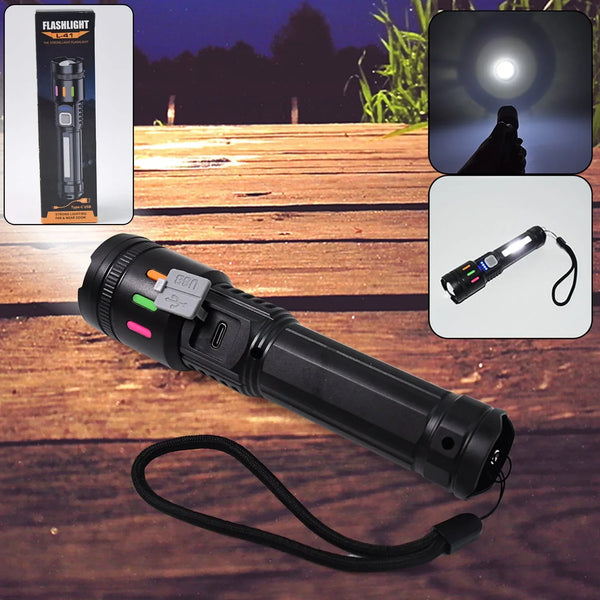Led Torch High Lumens Fast Charging Flashlight / Torch with Far & Near Zoom (1 Pc) - Justgrabit Inc.