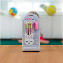 Cute Rabbit Bear Drawing Graphite Writing Pencil Set with Pencil Sharpener & Eraser, Pencil and Eraser Set with Eraser for Kids, for Girls, Fancy School Stationary, Birthday Party Return Gift (14 Pc Set) - justgrabit.in | Just Grab It