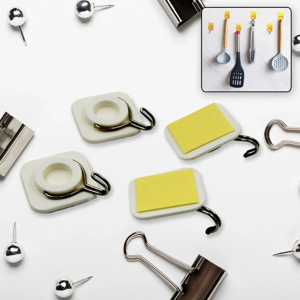 Multipurpose Strong Hook Self - Adhesive hooks for wall Heavy Plastic Hook, Sticky Hook Household For Home, Decorative Hooks, Bathroom & All Type Wall Use Hook, Suitable for Bathroom, Kitchen, Office (4 Pc Set) - justgrabit.in | Just Grab It