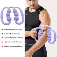 Muscle Massage Roller, 6 Wheels Relieve Soreness Leg Muscle Roller Fitness Roller Muscle Relaxer Massage Roller Ring Clip All Round Massaging Uniform Force Elastic PP Drop Shaped for Home Use (1 Pc) - justgrabit.in | Just Grab It