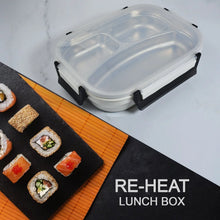 White Transparent Lunch Box for Kids and adults, Stainless Steel Lunch Box with 3 Compartments. - Justgrabit Inc.