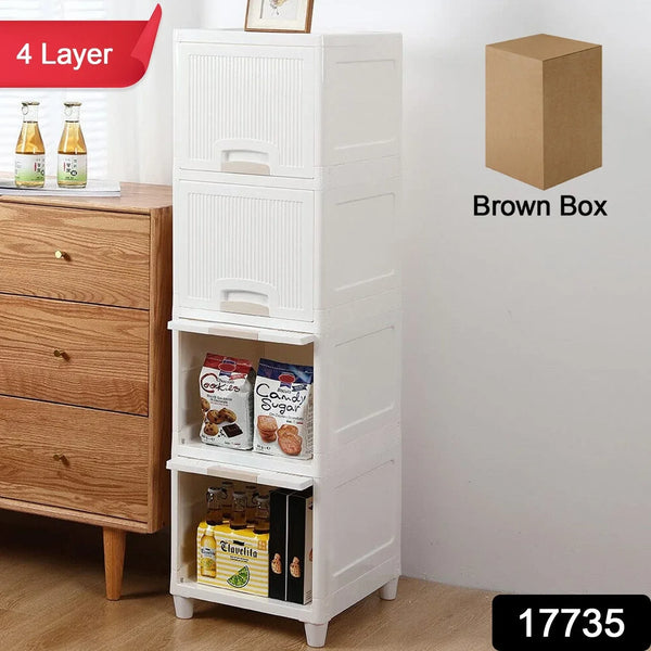 Multipurpose Storage Cabinet, Storage Solutions plastic drawers || Multi Layer Wardrobe Storage Drawers || Foldable Multipurpose Drawer Units For Kitchen, Bathroom, Bedroom, Cloth (4 Layer) - justgrabit.in | Just Grab It