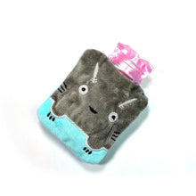 Grey Cat Print Small Hot Water Bag with Cover for Pain Relief - Justgrabit Inc.