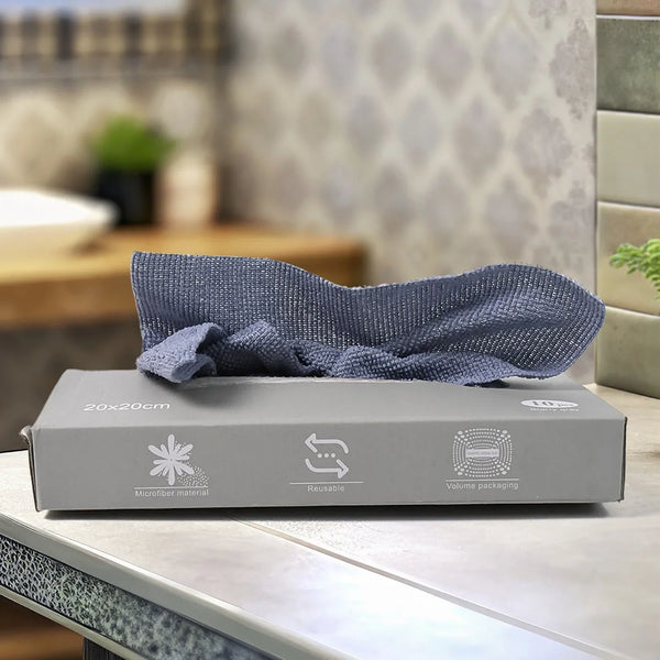 Reusable Cleaning Microfiber Towel (10 sheets, Dispenser Box) - Justgrabit Inc.