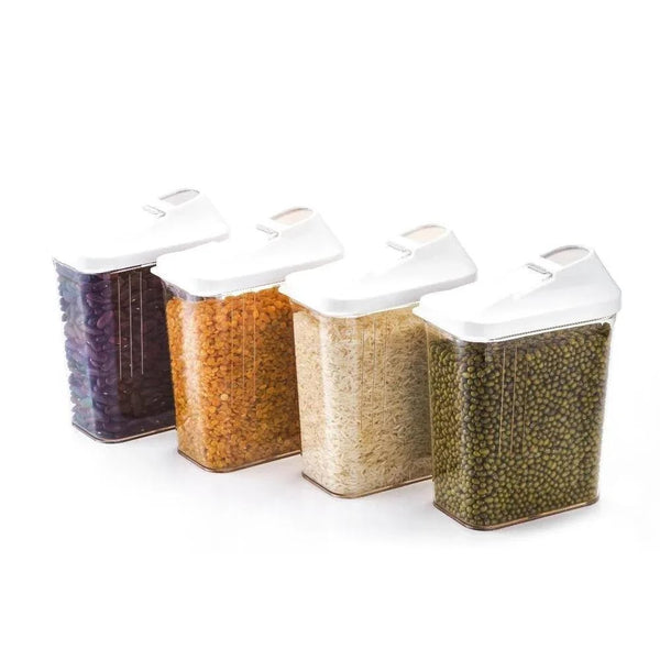 Plastic Easy Flow Storage Jar with Lid (750ml, Set of 6) - Justgrabit Inc.