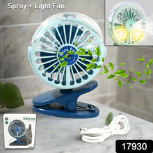 Portable Clip - on Fan, Battery Operated, With Light & Spray, Small Yet Powerful USB Table Fan, 3 - Speed Quiet Rechargeable Mini Desk Fan, 360° Rotation, Personal Cooling Fan for Home, Office, Camping - Justgrabit Inc.
