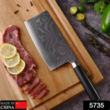 Stainless Steel Chef Damascus Cleaver Vegetable Knife with Plastic Handle & Cover, Multipurpose Use for Kitchen or Restaurant (12 Inch) - Justgrabit Inc.