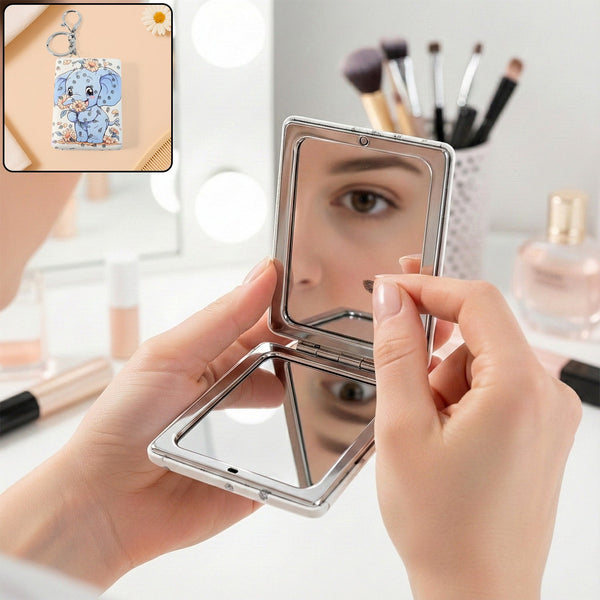 Foldable Mirror Keychain – (1 Pc) - justgrabit.in | Just Grab It