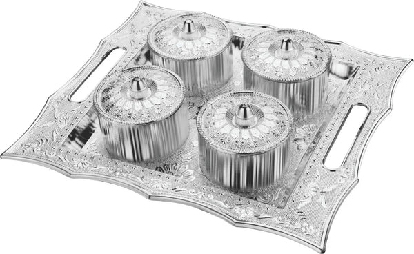 Dry Fruit Air Tight Bowls Tray with Lids 4 Section Snacks Mukhvas Dani - Justgrabit Inc.