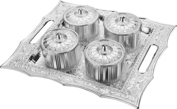 Dry Fruit Air Tight Bowls Tray with Lids 4 Section Snacks Mukhvas Dani - Justgrabit Inc.