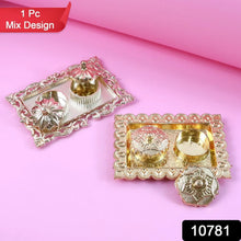 Ornate Rectangular Pooja Thali Tray - (1 Pc) - justgrabit.in | Just Grab It