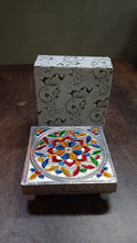 1 Pc Meenakari Wooden Chowki & Bajot Set: For Home & Office Puja (Multicolor) - justgrabit.in | Just Grab It