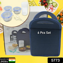 6In1 Tiffin Box - Lunch Box | 3 Stainless Steel Containers | Plastic lid Box | Spoon & Fork /Plastic Bottle | Insulated Fabric Bag | Leak Proof | Microwave Safe for Office, College and School for Men, Women (6 pcs) - Justgrabit Inc.