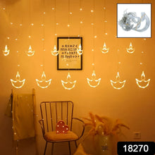 12 Diya Curtain String Lights, Window Curtain Lights with 8 Flashing Modes Decoration Light (White Color) - justgrabit.in | Just Grab It