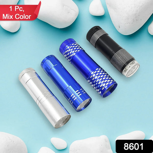 Portable Mini Torch – 9 LED Pocket Flashlight, 3 Battery Operated (Battery Not Included, Mix Color) - Justgrabit Inc.