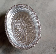 Multipurpose Royal Design Oval Silver Gift Tray - Justgrabit Inc.