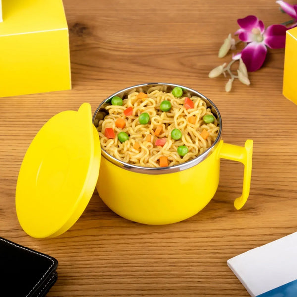 Safe Double - Layer Maggie Bowl with Lid & Handle – Versatile Bowl for Cereals, Fruits, Ramen & More - Justgrabit Inc.