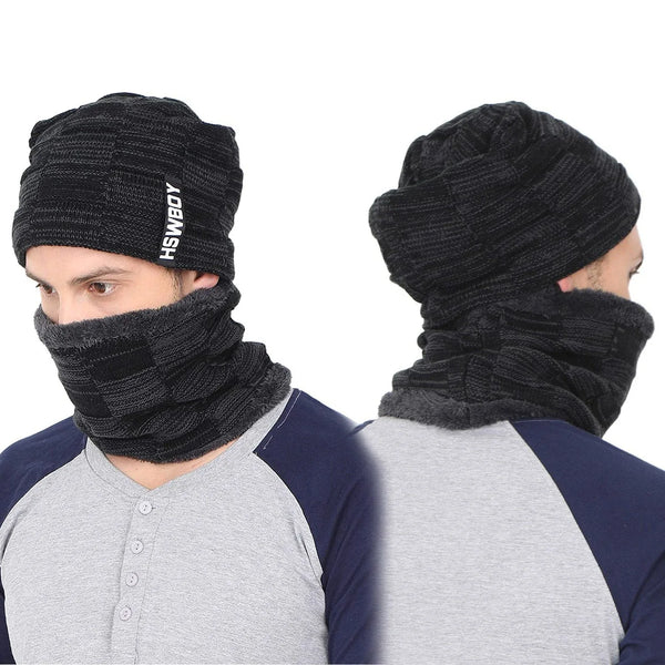 Ultra Soft Unisex Woolen Beanie Cap Plus Muffler Scarf - justgrabit.in | Just Grab It