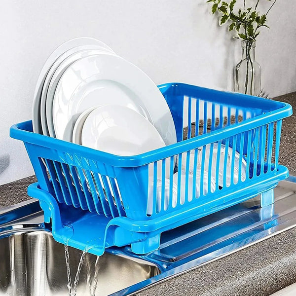 Plastic Sink Dish Drainer Drying Rack (With Brown Box) ( MOQ : - 3 Pc) - Justgrabit Inc.
