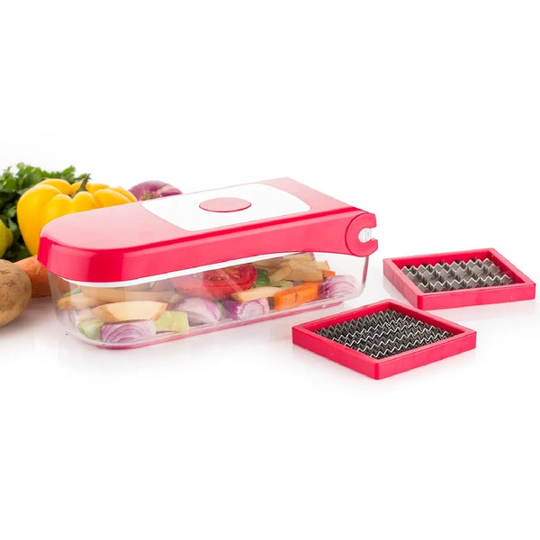 Ganesh Plastic Chopper Vegetable and Fruit Cutter, Red - Justgrabit Inc.