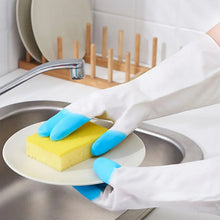 Reusable Rubber Latex PVC Flock lined Elbow Length Hand Gloves cleaning gloves - Justgrabit Inc.
