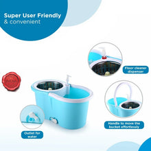 Plastic Spinner Bucket Mop 360 Degree Self Spin Wringing with 2 Absorbers for Home and Office Floor Cleaning Mops Set - Justgrabit Inc.
