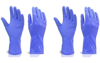 Flock line Reusable Rubber Hand Gloves (Blue) - 1pc - justgrabit.in | Just Grab It