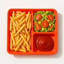 Plastic 3 - Compartment Rectangular Meal Serving Tray / Plates (1 Pc) - justgrabit.in | Just Grab It