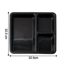 Plastic Multi - Compartment Meal Serving Tray – 3 - Section Rectangular Dining Plate (1 Pc / Black) - justgrabit.in | Just Grab It