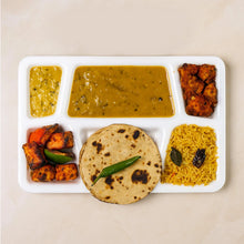 Plastic Multi - Compartment Meal Serving Tray – 3 - Section Rectangular Dining Plate (1 Pc / Black) - justgrabit.in | Just Grab It
