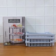 3 - Layer Multipurpose Kitchen Storage Basket Rack - justgrabit.in | Just Grab It