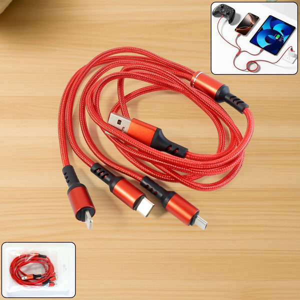 3 in 1 High - Quality Multi - Charging Cable - justgrabit.in | Just Grab It
