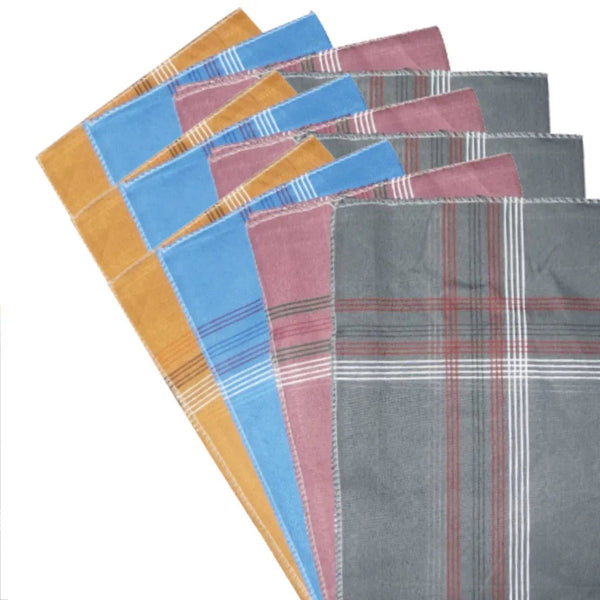 Men's King Size Formal Handkerchiefs for Office Use - Pack of 12 - Justgrabit Inc.