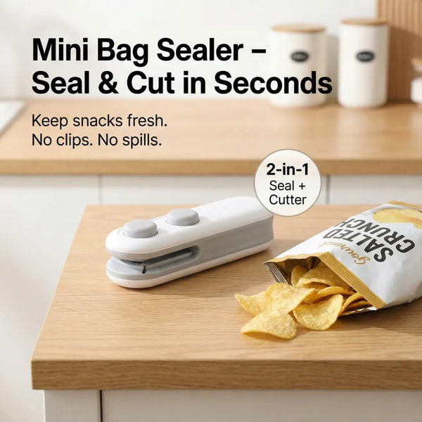 Mini Bag Sealer, 2 in 1 Seal & Cutter Heat Sealers - justgrabit.in | Just Grab It
