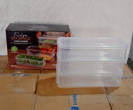 3 Fridge Storage Container, Fridge Organizer with Lid Stackable Fridge Storage Containers Plastic Freezer Storage Containers for Fish, Meat, Vegetables, Fruits, Pack of 3pcs, 1500ML Approx - Justgrabit Inc.