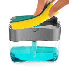 2 - in - 1 Liquid Soap Dispenser on Countertop with Sponge Holder - Justgrabit Inc.