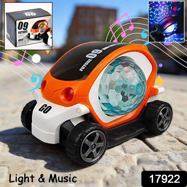 360° Rotating Stunt Car Toy – Bump & Go with 4D Lights, Music & Disco Ball (1 Pc, Battery Not Included) - Justgrabit Inc.