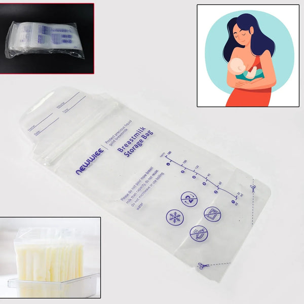 Breastmilk Storage Bags, Double Zipper Seal (60 Pcs Set) - justgrabit.in | Just Grab It