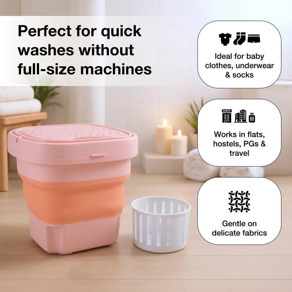 Portable Washing Machine, Foldable Washer and Dryer Combo (1 Set / Mix Color) - justgrabit.in | Just Grab It