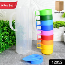 Rainbow Picnic Plastic Pitcher / Jug / Kettle Glass / Cup Set Water (9 Pcs Set) - justgrabit.in | Just Grab It