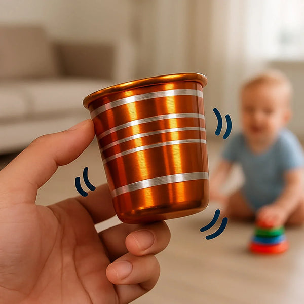 Stainless Steel Glass with Bell Sound for Kids Boys and Girls Glass Set Water/Juice Glass, Stainless Steel Baby Musical Toy Glass - justgrabit.in | Just Grab It