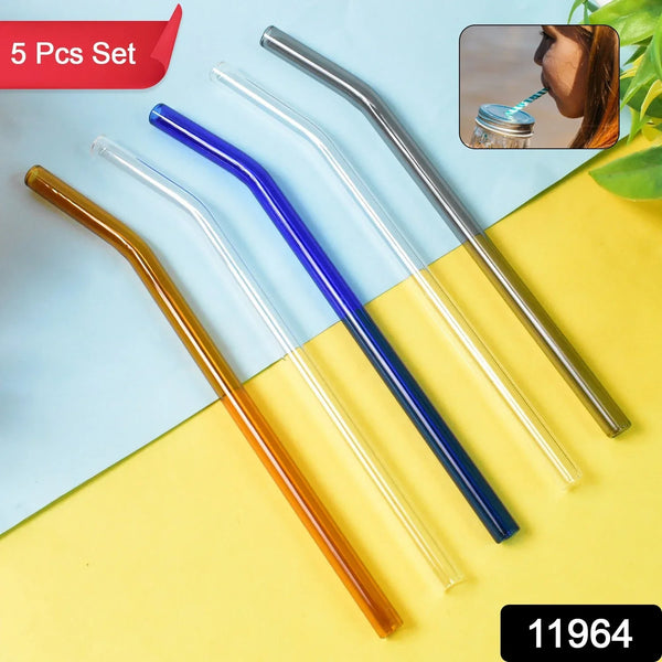 Reusable Glass Straws Clear Glass Drinking Straw (5 pcs Set) - Justgrabit Inc.