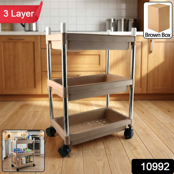 3 - Layer Multipurpose Storage Trolley - justgrabit.in | Just Grab It