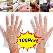 Plastic Transparent Disposable Clear Gloves (White) (100Pc) - Justgrabit Inc.