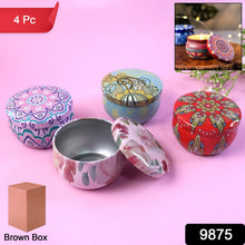 Premium Decorative Mandala Printed Metal Candle Container (4 Pc) - justgrabit.in | Just Grab It