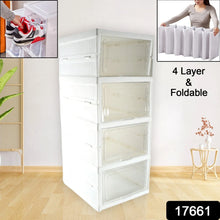 Stackable Multifunctional Storage, for Clothes Foldable Drawer Shelf Basket Utility Cart Rack Storage Organizer Cart for Kitchen, Pantry Closet, Bedroom, Bathroom, Laundry (4 Layer / 1 Pc) - justgrabit.in | Just Grab It