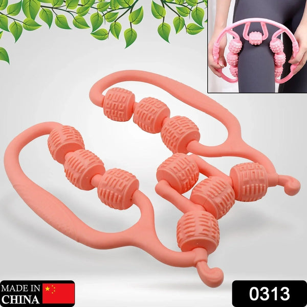 Muscle Massage Roller, 10 Wheels Relieve Soreness Leg Muscle Roller Fitness Roller Muscle Relaxer Massage Roller Ring Clip All Round Massaging Uniform Force Elastic PP Drop Shaped for Home Use (1 Pc) - justgrabit.in | Just Grab It