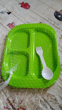 Plastic Food Plates / Biodegradable 3 Compartment Square Plate With Spoon for Food Snacks / Nuts / Desserts Plates for Kids, Reusable Plates for Outdoor, Camping, BPA - free (1 Pc) - Justgrabit Inc.